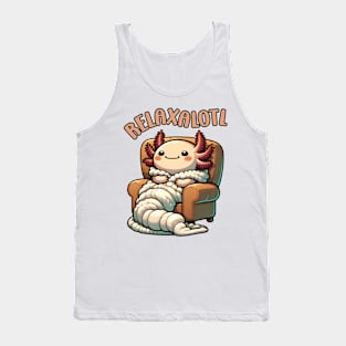 Cute Axolotl RELAXALOTL Funny Pun Tank Top